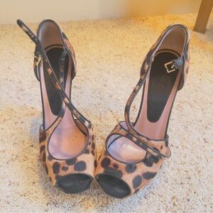 Fendi Tan and Black Leopard Heels